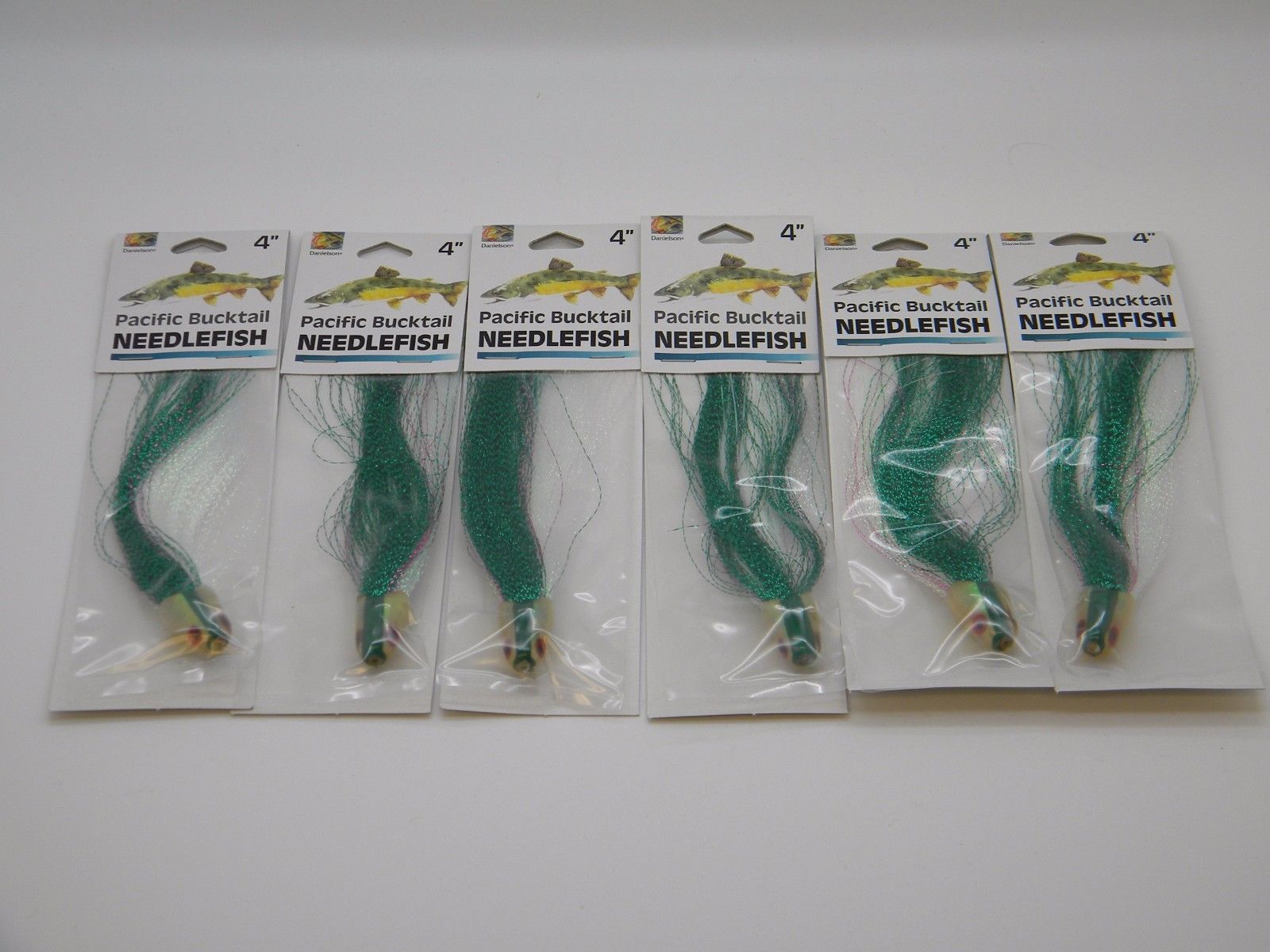 Danielson Pacific Bucktail Mylar Needlefish Striper Lure Teaser Green Flash Lot6