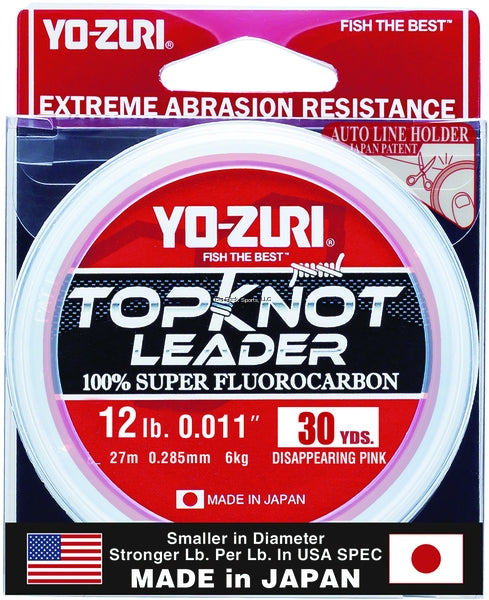 Yo-Zuri TopKnot Fluorocarbon Leader (8-200lb, 30/100yd, Clear/Pink)