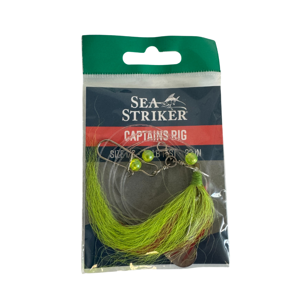 Sea Striker Captain Rig, 40lb Mono, 1/0 Hook, Chartreuse/Silver Blade