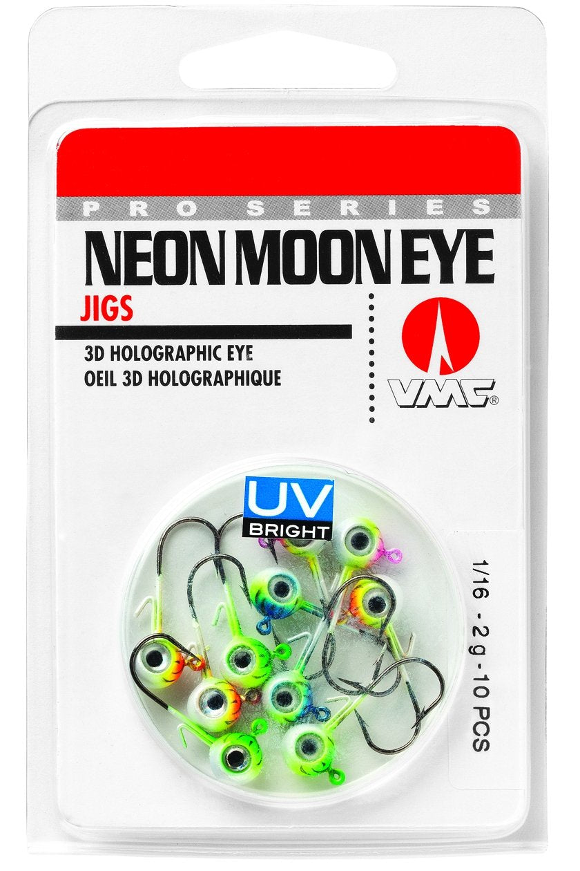 VMC UV Neon Moon Eye Jig, 1/16oz, 10pk