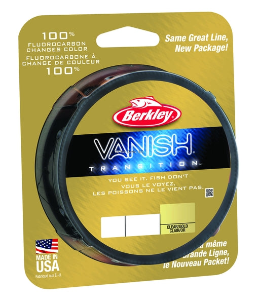 Berkley Vanish Transition Fluorocarbon Line Filler Spool, Clear Gold/Crimson Red