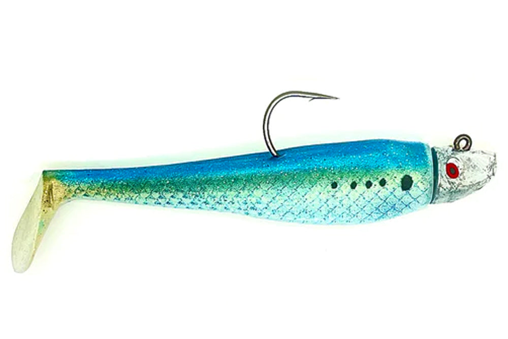 Al Gag's Lures Whip-It Fish Rigged, (1 Head/2 Tails), Bunker