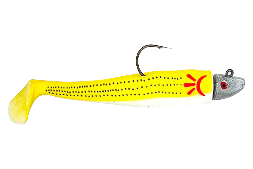 Al Gag's Lures Whip-It Fish Rigged, (1 Head/2 Tails), Chicken Scratch