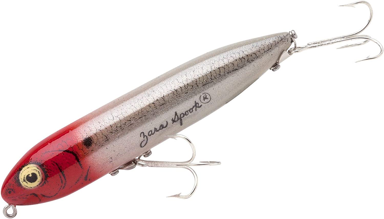 Heddon X9255G28 Zara Spook Topwater Bait, 4 1/2", 3/4 oz, Pearl/Red Eye, Floating